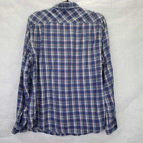 DENIM & SUPPLY Polo Ralph Lauren Button Up Shirt Men L Plaid Blue Flannel Cotton - Picture 5 of 11